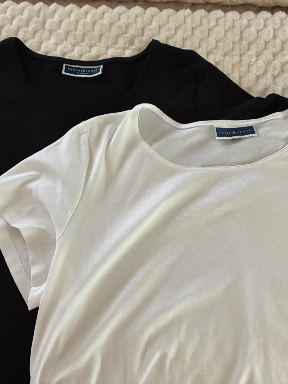 Karen Scott White Scoop Neck Tee